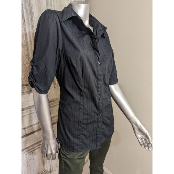 Black Pinstripe Business Casual Button Down - Picture 2 of 9